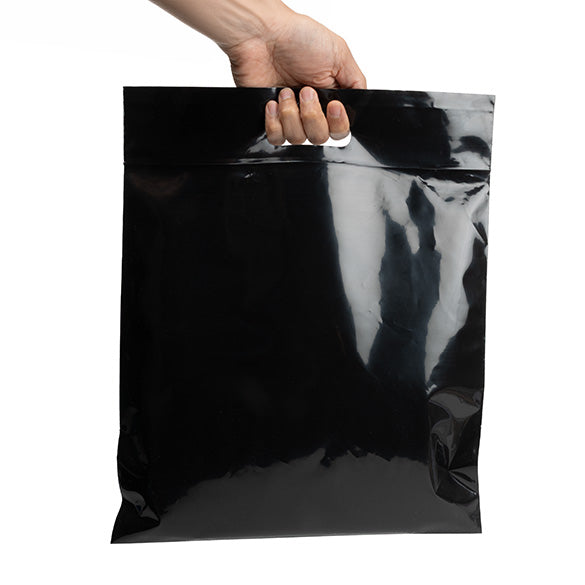 Polytragetaschen Schwarz 22.9x8.2x18.4cm 75 Mikron mit Druckverschluss (100 Stück) [ZH13BK5]