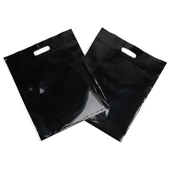 Polytragetaschen Schwarz 22.9x8.2x18.4cm 75 Mikron mit Druckverschluss (100 Stück) [ZH13BK5]