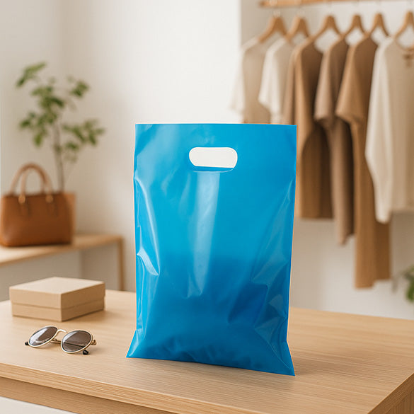 Polytragetaschen Blau 22.9x30.5cm 60 Mikron LDPE (100 Stück) [H912BL1]