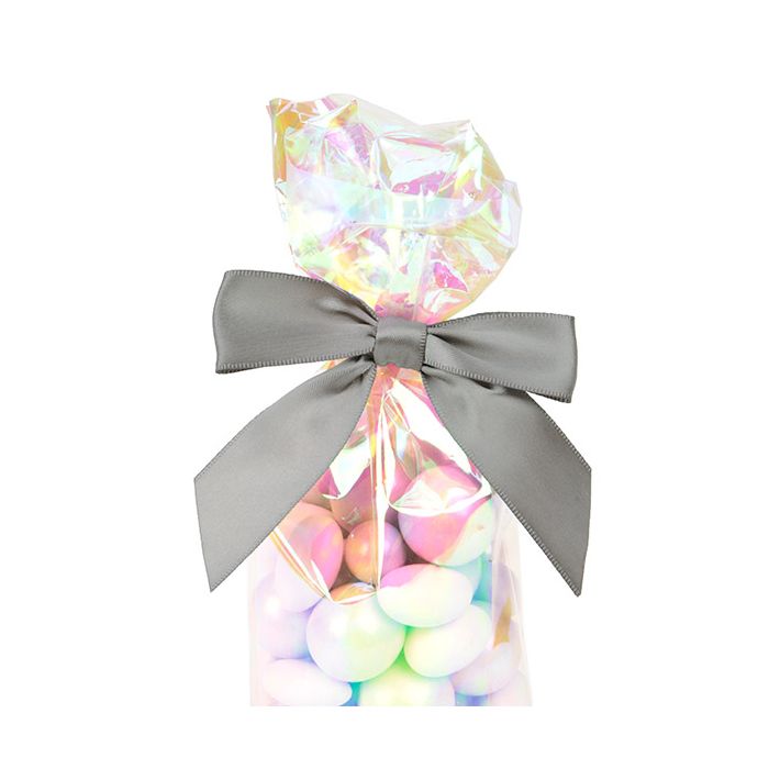 Schleife vorgebunden 8,9 cm Grau (25 Stück) [BOWGY]