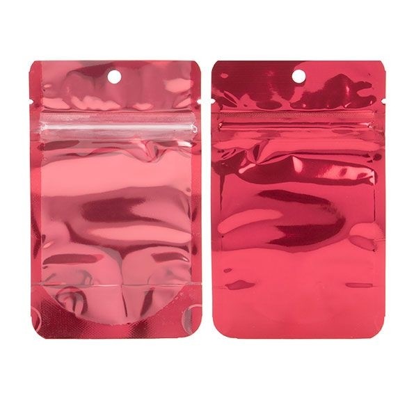 Standbodenbeutel Transparent/Rot 7.9x5.1x13cm | 28 Gramm (100 Stück) [ZBGB1RD]