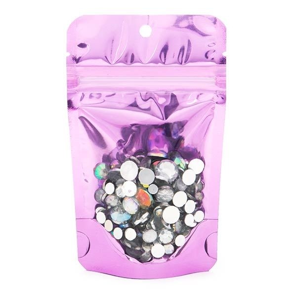 Standbodenbeutel Transparent/Pink 7.9x5.1x13cm | 28 Gramm (100 Stück) [ZBGB1PK]