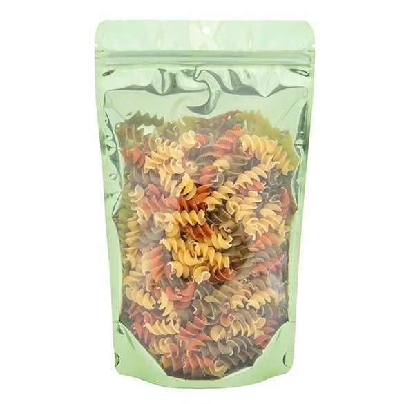 Standbodenbeutel Transparent/Grün 17.1x8.9x28.6cm | 340 Gramm (100 Stück) [ZBGB4GR]