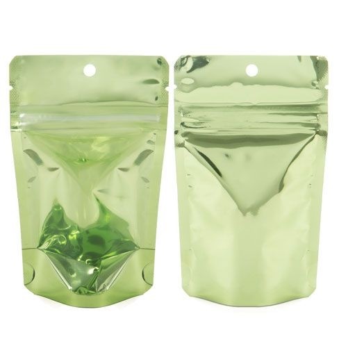 Standbodenbeutel Transparent/Grün 10.2x6x15.2cm | 57 Gramm (100 Stück) [ZBGB2GR]