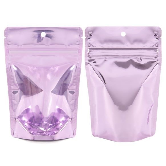 Standbodenbeutel Transparent/Lavendel 10.2x6x15.2cm | 57 Gramm (100 Stück) [ZBGB2LV]
