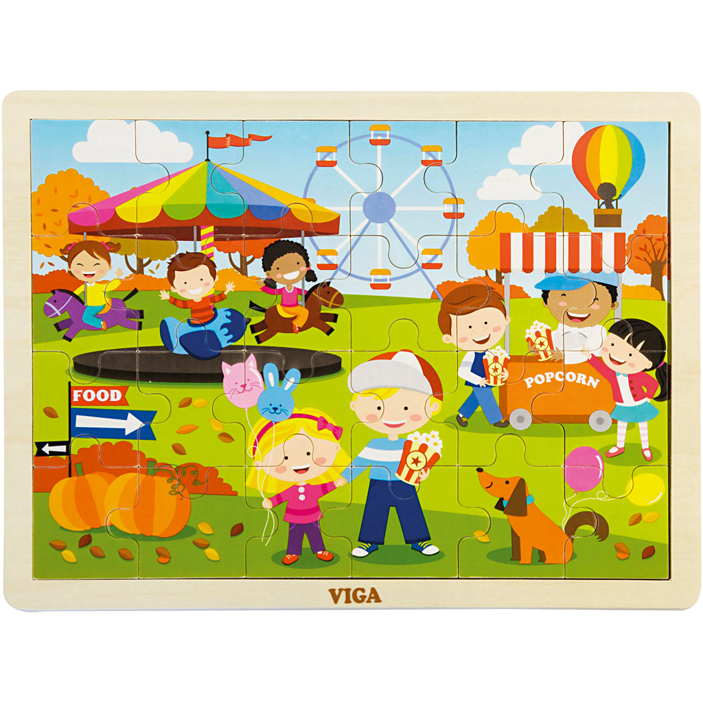 VIGA easonsVIGA wooden jigsaw puzzle, the seasons, autumn, size 30x22,5 cm, 24 puzzle pieces