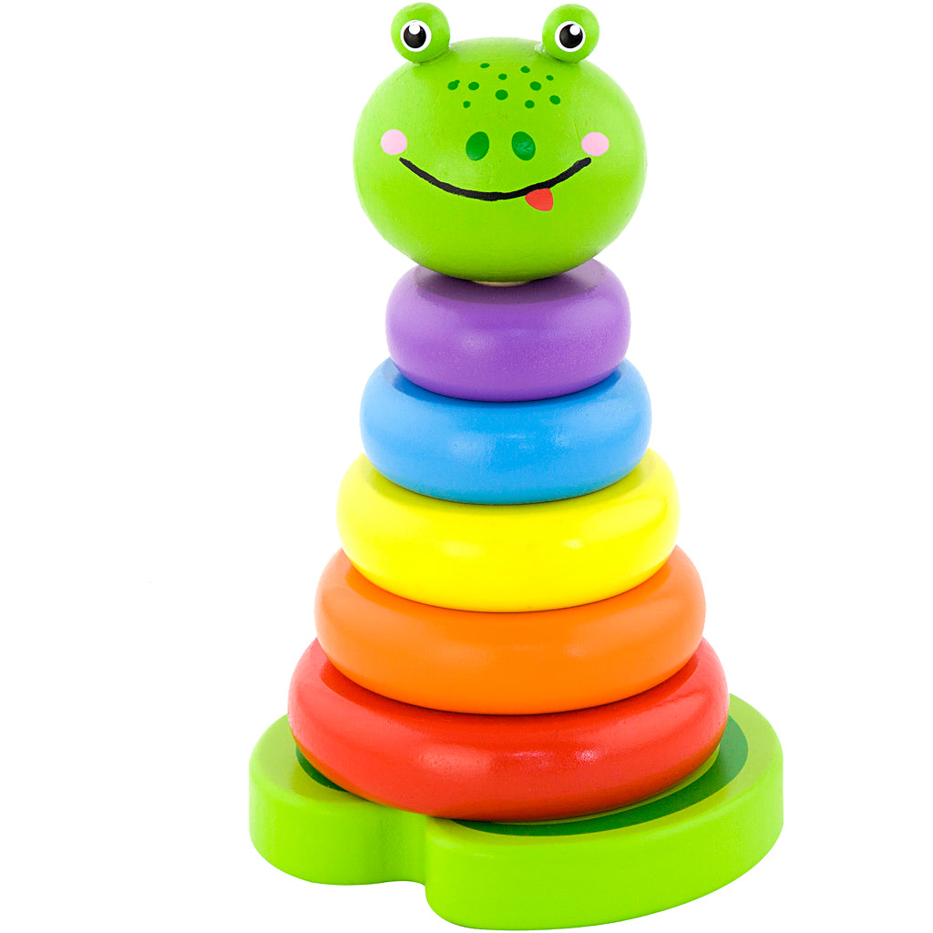 VIGA wooden stacking frog, size 10x18 cm