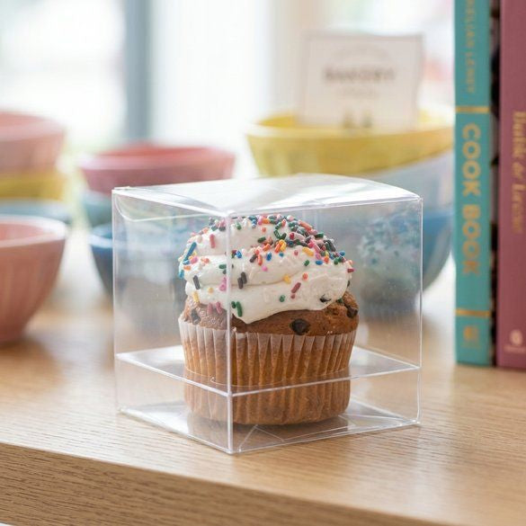 Cupcake-Boxen für 1 Jumbo-Cupcake 10.2x10.2x10.2cm Transparent (100 Stück) [CBS208]