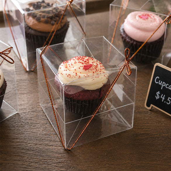Cupcake-Boxen für 1 Cupcake 10.2x10.2x10.2cm Transparent (100 Stück) [CBS56]