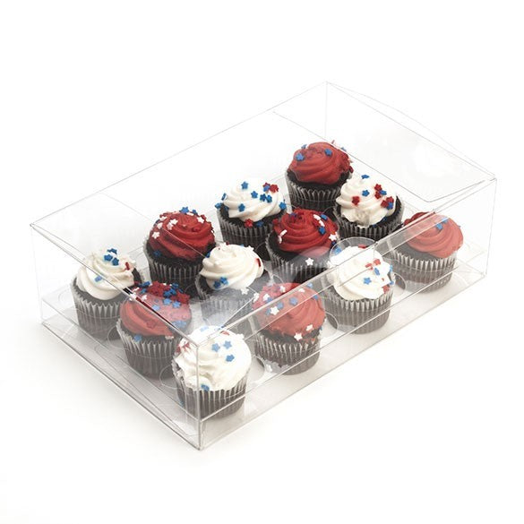Cupcake-Boxen für 12 Mini-Cupcakes 24.1x15.2x7.6cm Transparent (100 Stück) [CBS178]