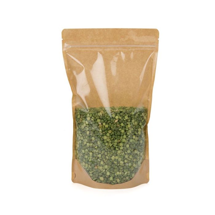 Standbodenbeutel Transparent/Kraft 17.1x8.9x28.6cm | 340 Gramm (100 Stück) [ZBGKC4]