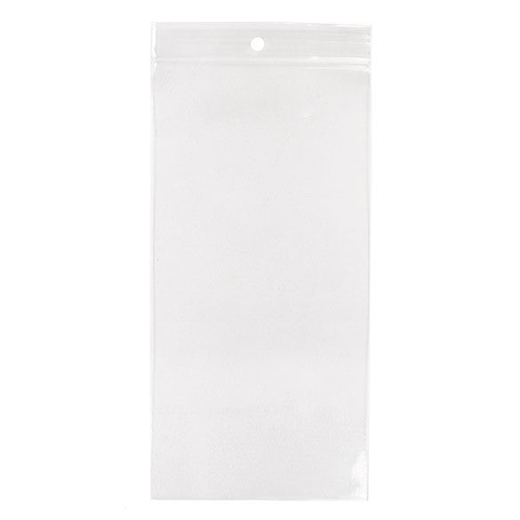 Druckverschlussbeutel mit Aufhängeloch 10x20.5cm Transparent PP 100 Mikron (100 Stück) [Z4R48]