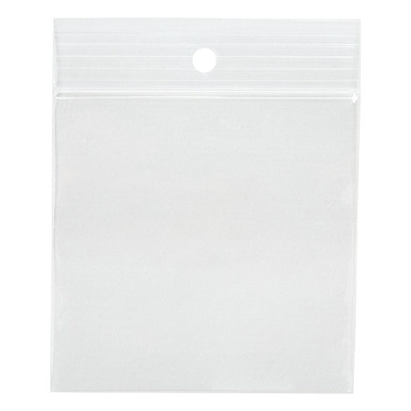 Druckverschlussbeutel mit Hangloch 7,5x7,5cm Kristallklar PP 50 Mikron (100 Stück) [ZR33]