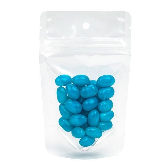 Standbodenbeutel Transparent 7.9x5.1x13cm Laminiert | 28 Gramm mit Aufhängeloch (100 Stück) [ZBGCC1H]