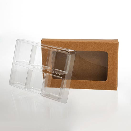 Schachteln für handgemachte Süßigkeiten für 6 Stück 7x1.4x10.5cm Kraft (25 Stück) [CNDY275]