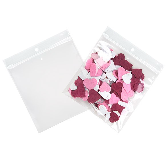 Druckverschlussbeutel mit Aufhängeloch 12.5x12.5cm Kristallklar und mit Luftloch PP 50 Mikron (100 Stück) [ZR55V]