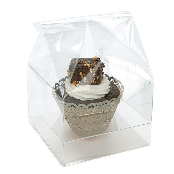 Cupcake-Beutel mit Einsatz für 1 Cupcake 10.2x10.2x17.8cm Transparent (100 Stück) [CBG4]