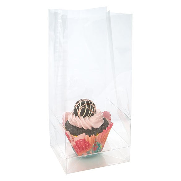 Cupcake-Beutel mit Einsatz für 1 Cupcake 10.2x10.2x22.9cm Transparent (100 Stück) [CBG4XL]