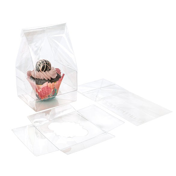 Cupcake-Beutel mit Einsatz für 1 Cupcake 10.2x10.2x22.9cm Transparent (100 Stück) [CBG4XL]