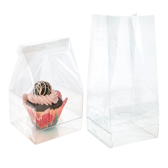 Cupcake-Beutel mit Einsatz für 1 Cupcake 10.2x10.2x22.9cm Transparent (100 Stück) [CBG4XL]
