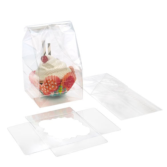 Cupcake-Beutel mit Einsatz für 2 Mini-Cupcakes 12.7x5.7x12.7cm Transparent (100 Stück) [CBG9]