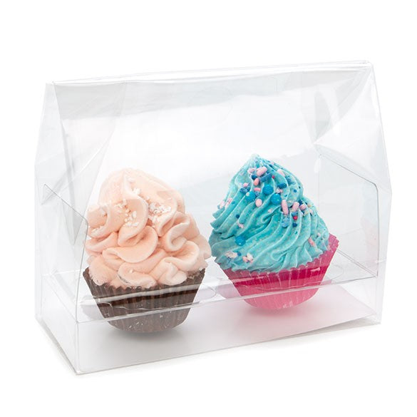 Cupcake-Beutel mit Einsatz für 2 Mini-Cupcakes 12.7x5.7x12.7cm Transparent (100 Stück) [CBG9]