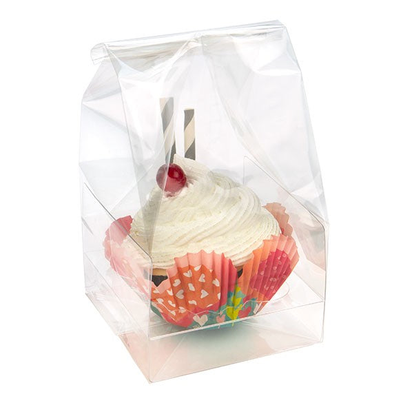 Cupcake-Beutel mit Einsatz für 2 Mini-Cupcakes 12.7x5.7x12.7cm Transparent (100 Stück) [CBG9]