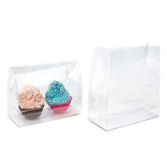 Cupcake-Beutel mit Einsatz für 2 Mini-Cupcakes 12.7x5.7x12.7cm Transparent (100 Stück) [CBG9]