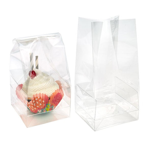 Cupcake-Beutel mit Einsatz für 2 Mini-Cupcakes 12.7x5.7x12.7cm Transparent (100 Stück) [CBG9]
