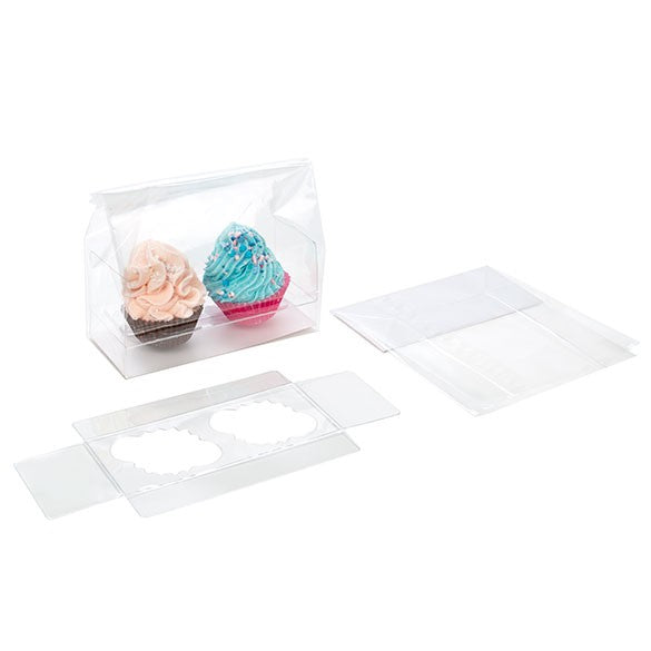 Cupcake-Beutel mit Einsatz für 2 Mini-Cupcakes 12.7x5.7x12.7cm Transparent (100 Stück) [CBG9]