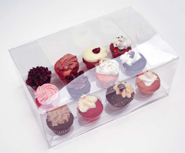 Cupcake-Boxen für 12 Mini-Cupcakes 24.1x15.2x7.6cm Transparent (100 Stück) [CBS178]