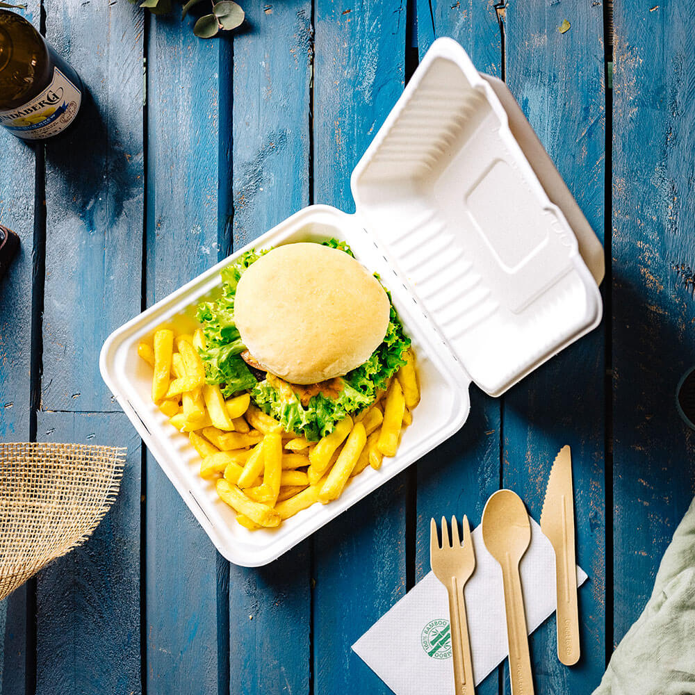 Schale mit Deckel Zuckerrohr 22x18,5x7 cm (200 Stück) [GB-DFC01316]