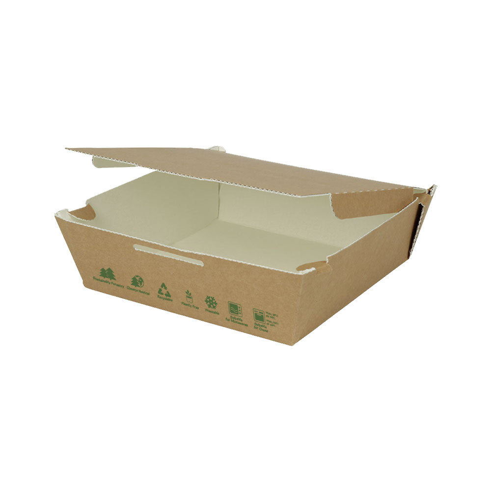 Take-away-Boxen Karton 22x6,6x21 cm 1700 ml Braun bio-beschichtet (300 Stück) [GB-DFC04261]