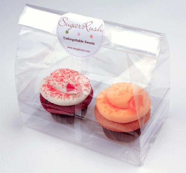 Cupcake-Beutel für 2 Cupcakes 17.5x10x22.5cm Transparent (100 Stück) [CBG2]