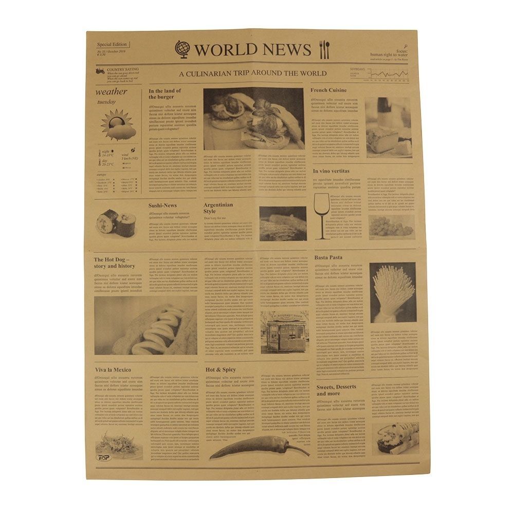Fettbständig Papier Braun 50x37.5 cm newsPapier look (1.000 Stück) [GB-DRE02276]
