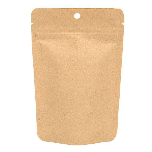 Öko Standbodenbeutel Kraft/Bioplastik 57 Gramm | 10.2x6x15.2cm (100 Stück) [ZBGEK2]