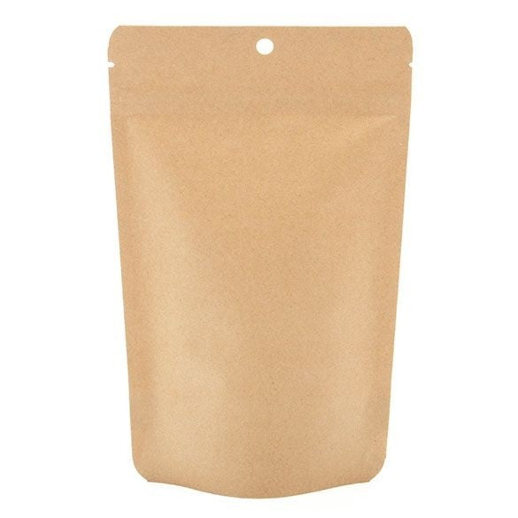 Öko Standbodenbeutel Kraft/Bioplastik 113 Gramm | 13x7.9x20.6cm (100 Stück) [ZBGEK3]