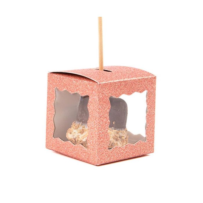 Folding box Glitter Rose Gold 5,1x5,1x5,1 cm 3 sided window