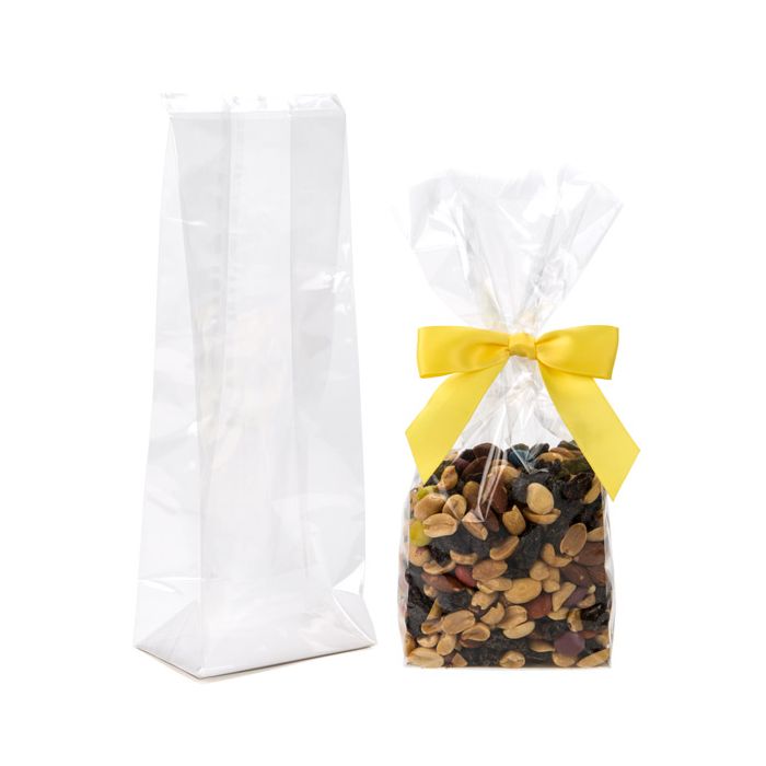 Blockbodenbeutel 8.9x5.7x24.8cm Transparent mit Bodenblatt (100 Stück) [FGPBH15]