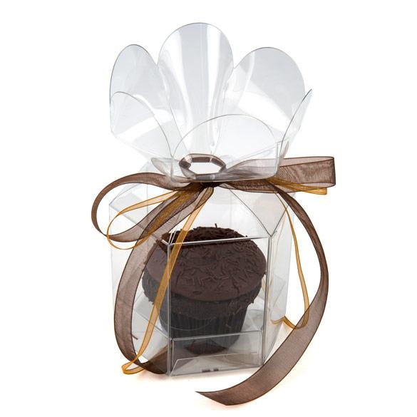 Cupcake-Boxen mit Blumenspitze für 1 Cupcake 9.5x9.5x10.2cm Transparent (100 Stück) [CBS212]