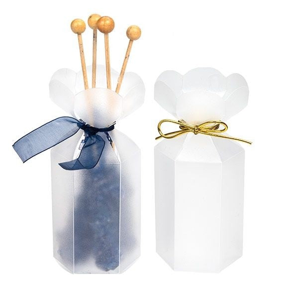 Gefrostete Schachteln mit Blumenspitze  4.9x4.9x7.6cm (25 Stück) [FS354F]