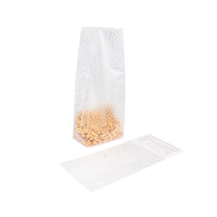 Blockbodenbeutel mit Bodenblatt Gefrostet Polka Dots 12.7x7.6x30.5 cm (100 Stück) [FFGPB1D]