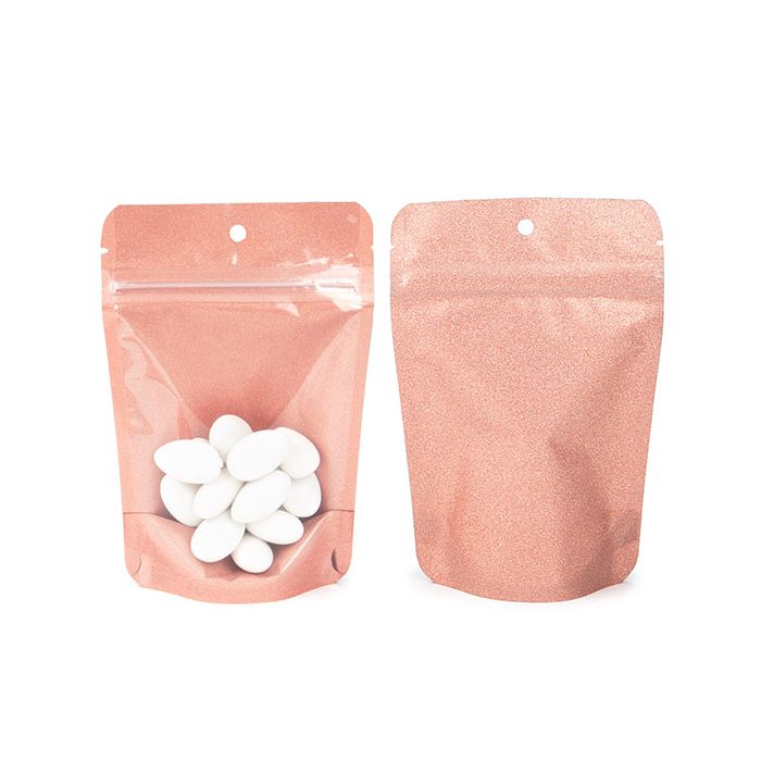 Standbodenbeutel 10.2x6x15.2 cm Rose Gold Glitter (100 Stück) [ZBG2GLRG]