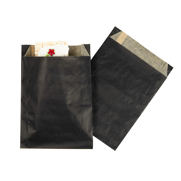 Fettabweisende Beutel Schwarz 12,1x2,9x17,1cm (100 Stück) [GPB3B]
