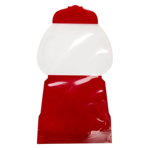 Standbodenbeutel Gummiballmaschine Rot/Transparent 13x6x23cm (100 Stück) [SP7GB]