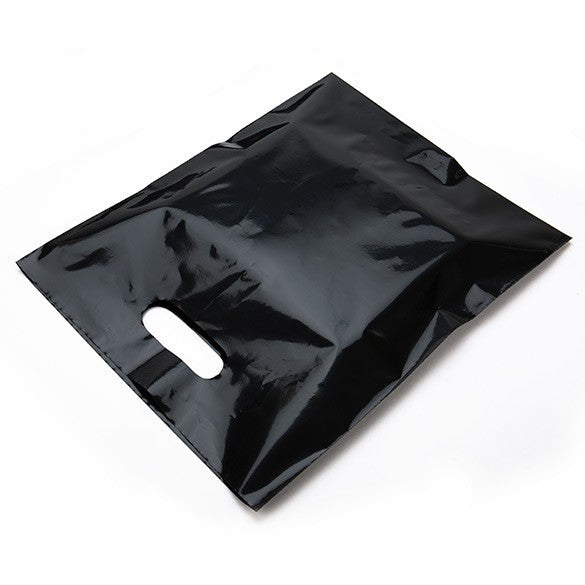 Polytragetaschen Schwarz 30.5x38.1cm PE 60 Mikron (100 Stück) [H1215BK1]