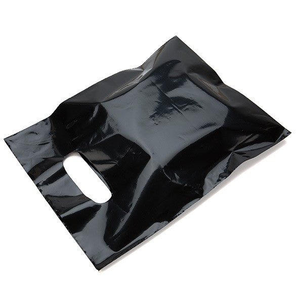 Polytragetaschen Schwarz 22,9x30,5cm 60 Mikron LDPE (100 Stück) [H912BK1]