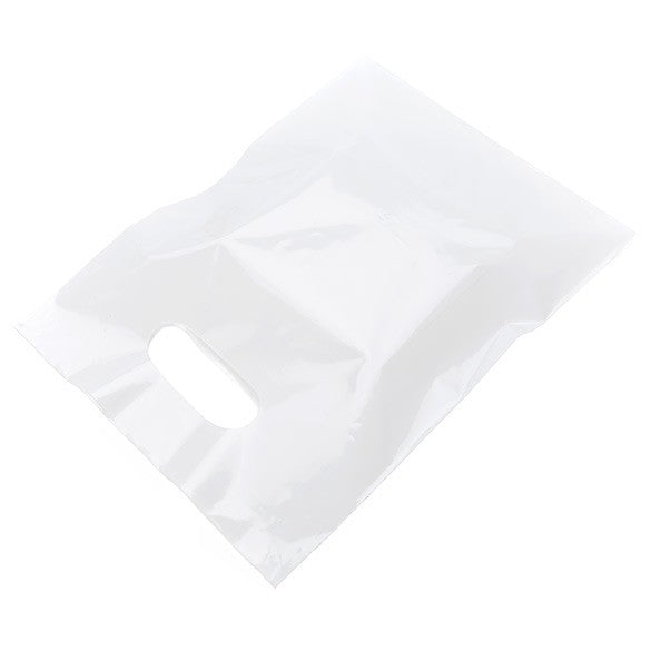 Polytragetaschen Weiß 23.9x30.5cm 60 Mikron LDPE (100 Stück) [H912WT1]