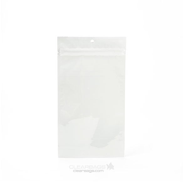 Druckverschlussbeutel Weiß Metallisiert 12.5x21cm mit Aufhängeloch (100 Stück) [HZBB6MW]