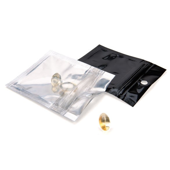Druckverschlussbeutel Transparent/Schwarz 5x5cm mit Aufhängeloch (100 Stück) [HZBB9CB]